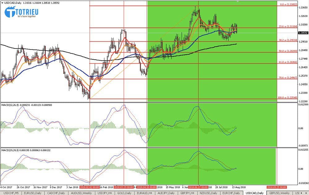 Phân tích USD/CAD tuần 34 năm 2018 từ 20/08/2018 tới 26/08/2018