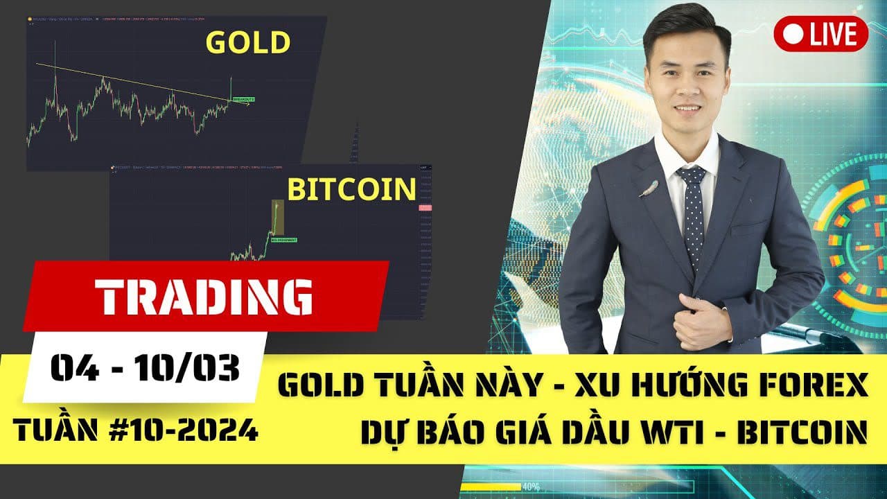 Gold tuần này - Xu hướng Forex - Dự báo Giá dầu WTI - Phân tích Bitcoin tuần 10-2024 (04 - 10/03)
