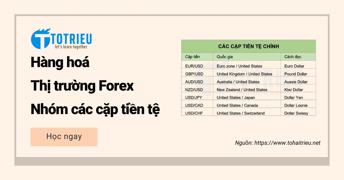 Hàng hoá của thị trường Forex và các cặp tiền tệ được phép giao dịch