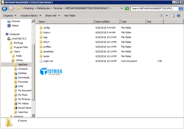 Cấu trúc thư mục MQL4 trên Windows