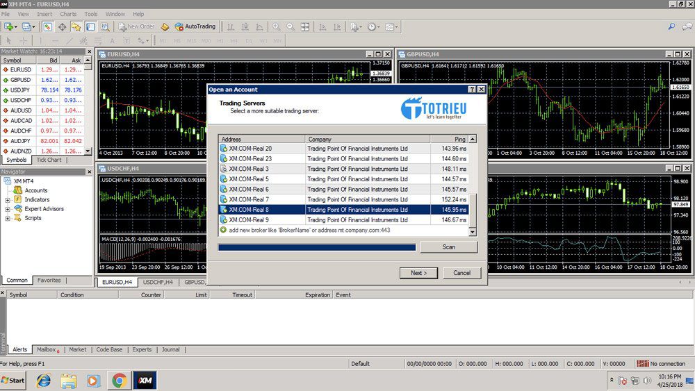 Chọn Server đăng nhập vào MetaTrader 4