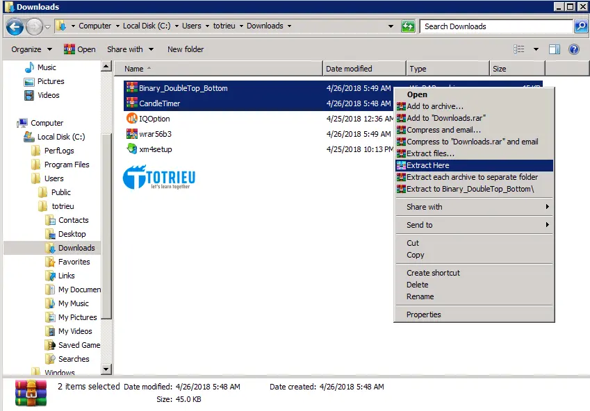 Giải nén File Indicator cho MetaTrader 4