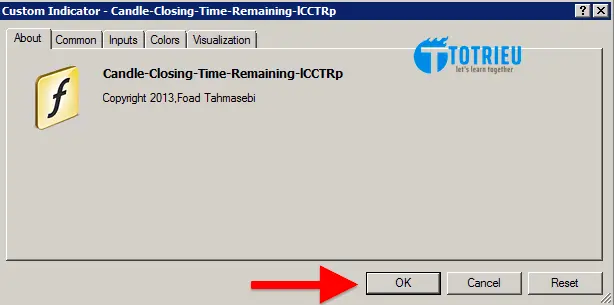 Cửa sổ mặc định của Indicator