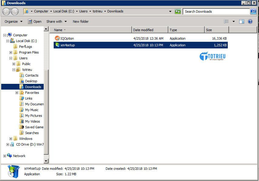 Mở file cài đặt MetaTrader 4 cho Windows