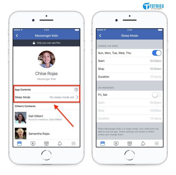Thiết lập Sleep Mode cho Facebook Messenger Kids
