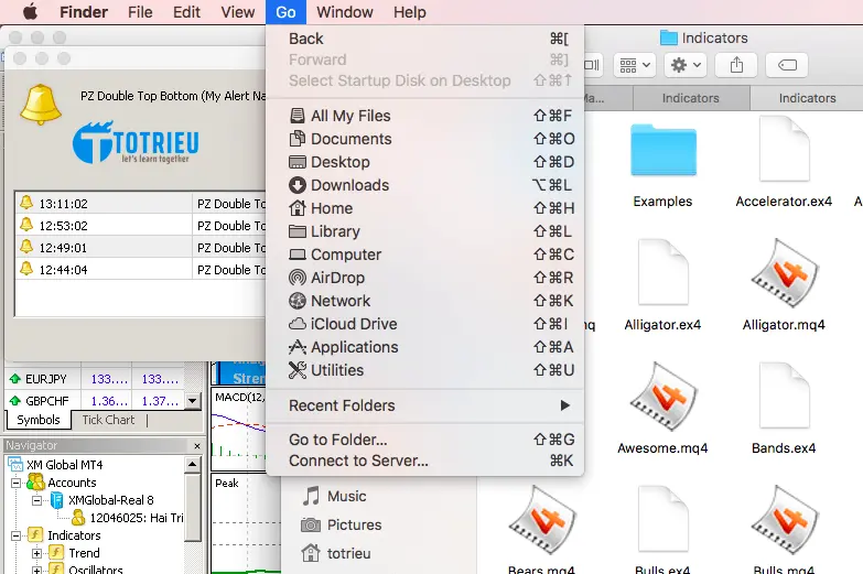 Tìm thư mục MetaTrader 4 trên MacOS