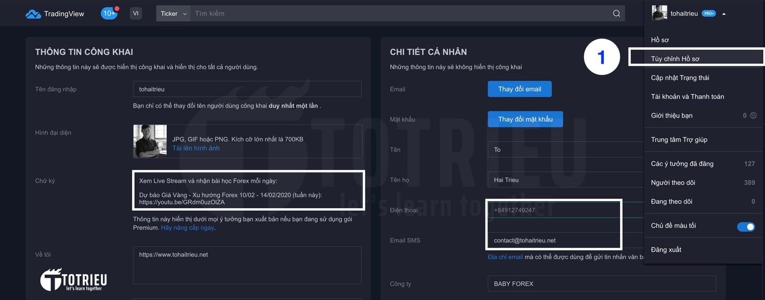 Cập nhật xác minh tài khoản TradingView