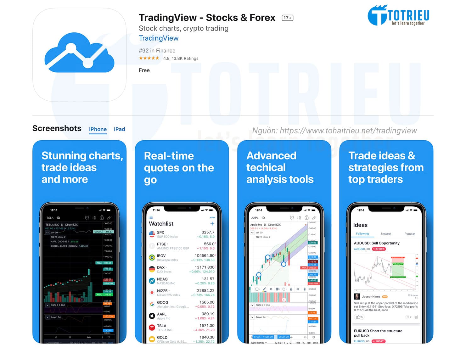 Ứng dụng TradingView trên Apple Store