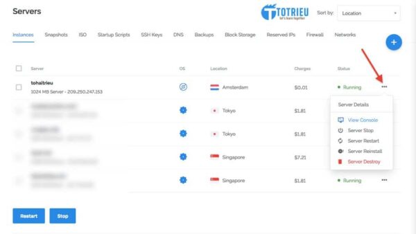 Chọn View Console để tiếp tục cài đặt VPS Windows