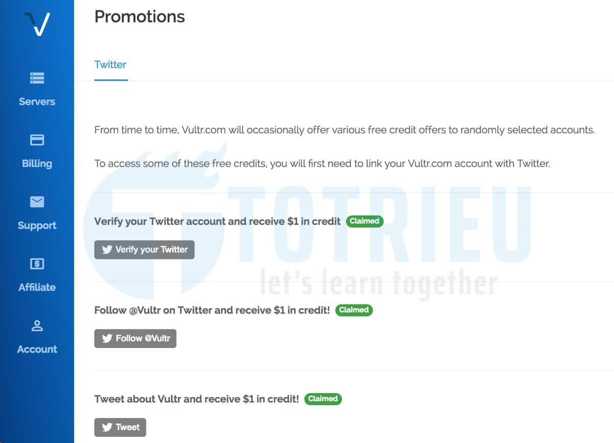 Vultr Twitter Promotions
