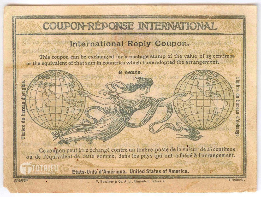 Mẫu phiếu IRC (International Reply Coupon) được Charles Ponzi sử dụng