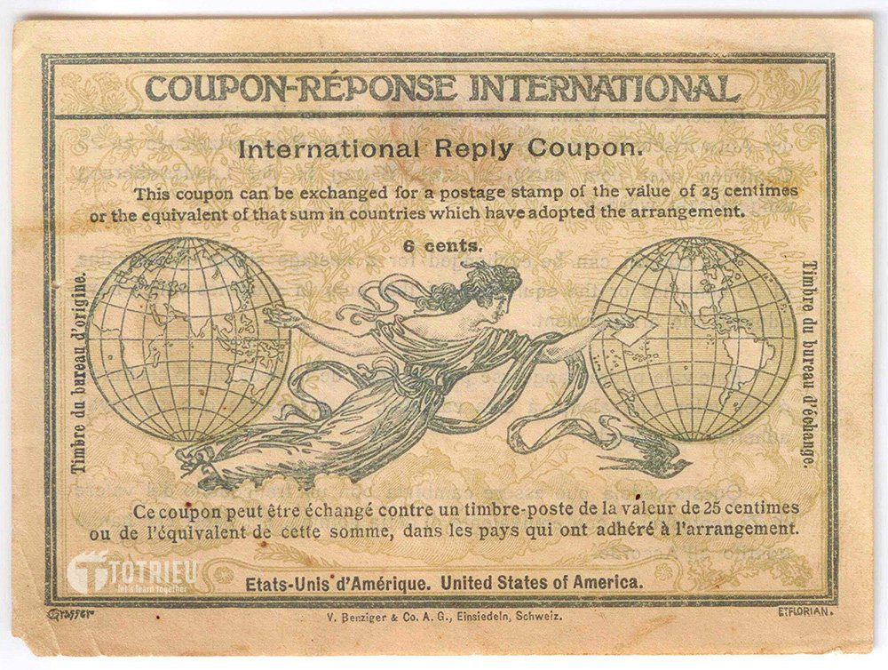 Mẫu phiếu IRC (International Reply Coupon) được Charles Ponzi sử dụng