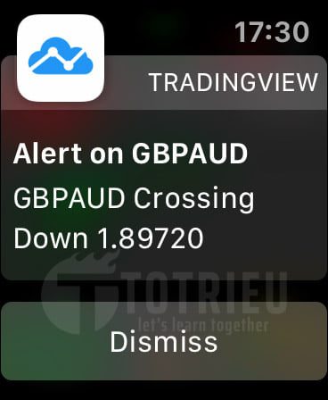 TradingView gửi thông báo tỷ giá về Apple Watch