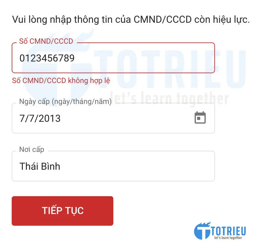 Nhập thông tin căn cước công dân