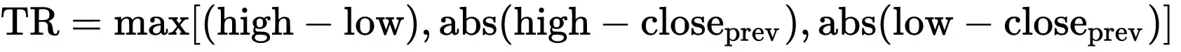 True Range - TR Formula