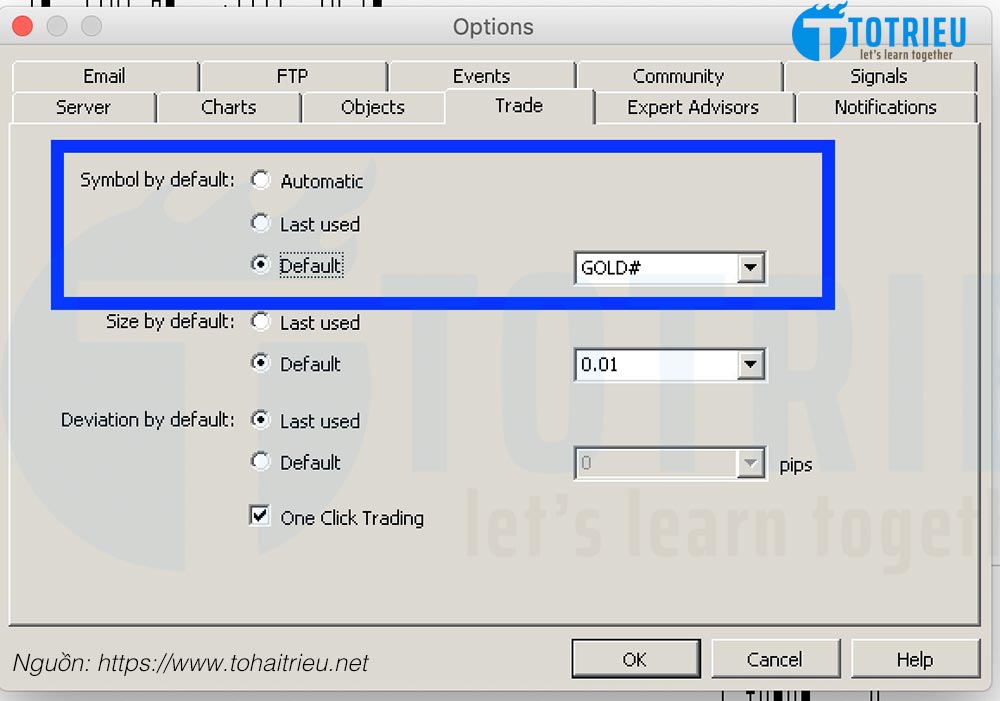 Thiết lập biểu đồ mặc định khi khởi chạy MetaTrader 4