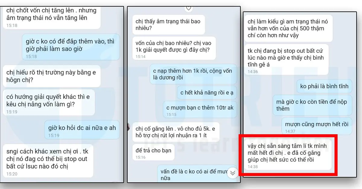 Dụ khách hàng đi vay tiền nạp để gồng lỗ và gỡ cháy