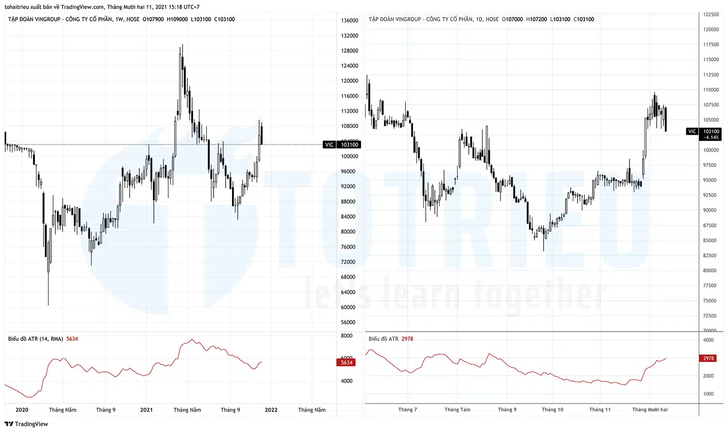 Biến động cổ phiếu VIC theo ngày và theo tuần