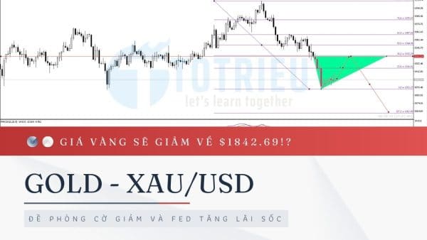 Giá vàng - XAUUSD tuần này: Đề phòng cờ giảm và FED tăng lãi sốc đẩy Vàng giảm về $1842.69