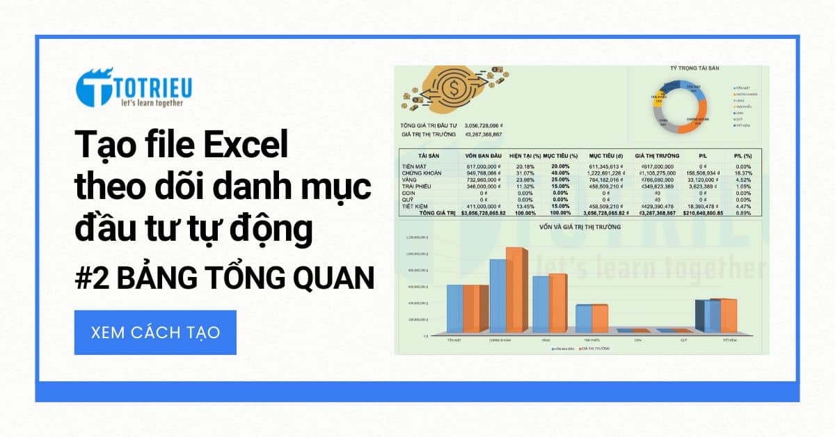 Bảng theo dõi tài sản đầu tư tự động trên Excel