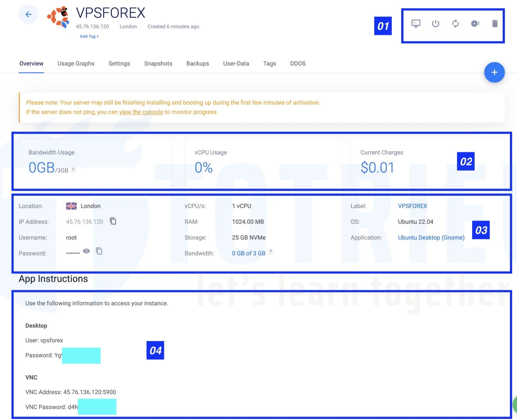 Thông số quản lý VPS Forex chạy Ubuntu chi tiết