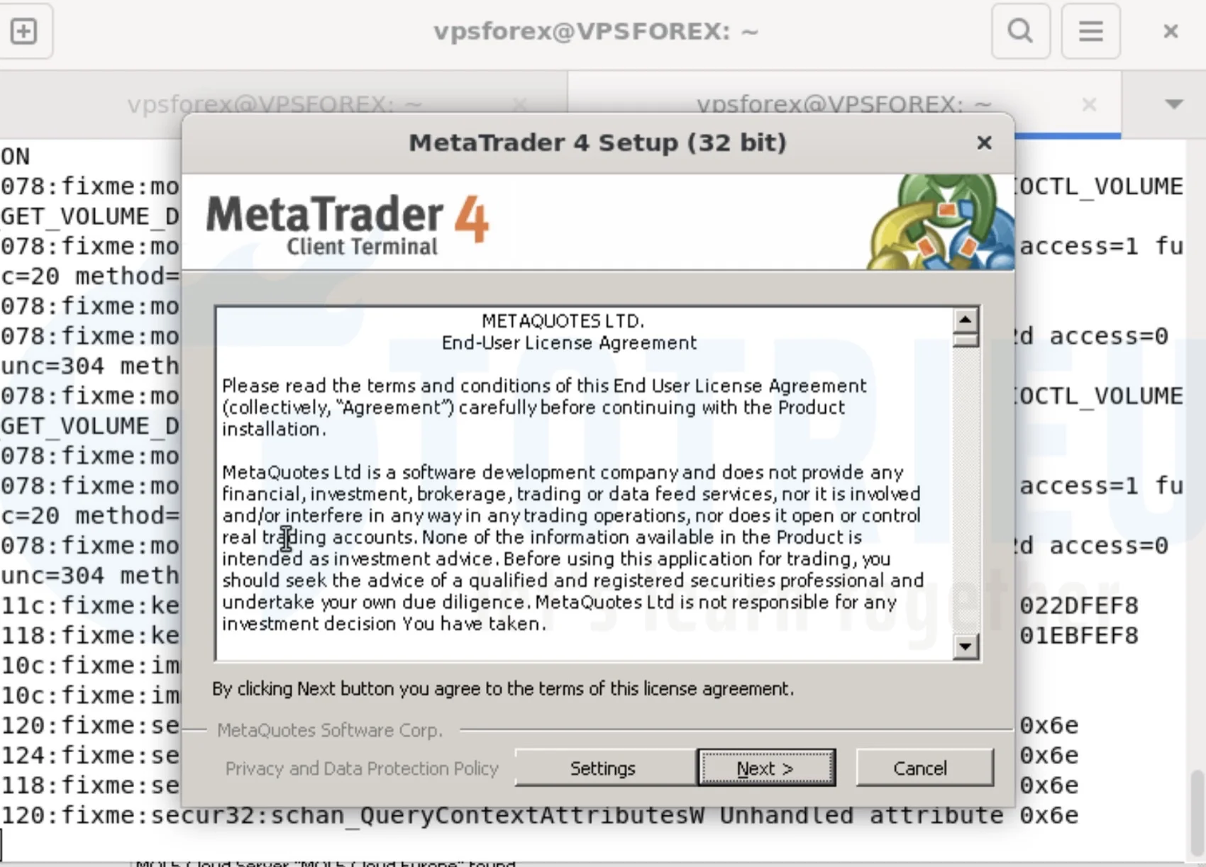 Tiếp tục cài đặt MT4 trên VPS Forex Ubuntu