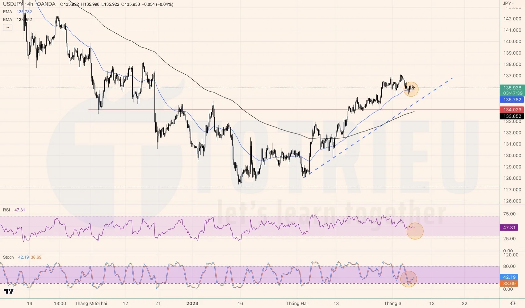 USDJPY ngày 07-03-2023 tiềm năng tạo Higher Low