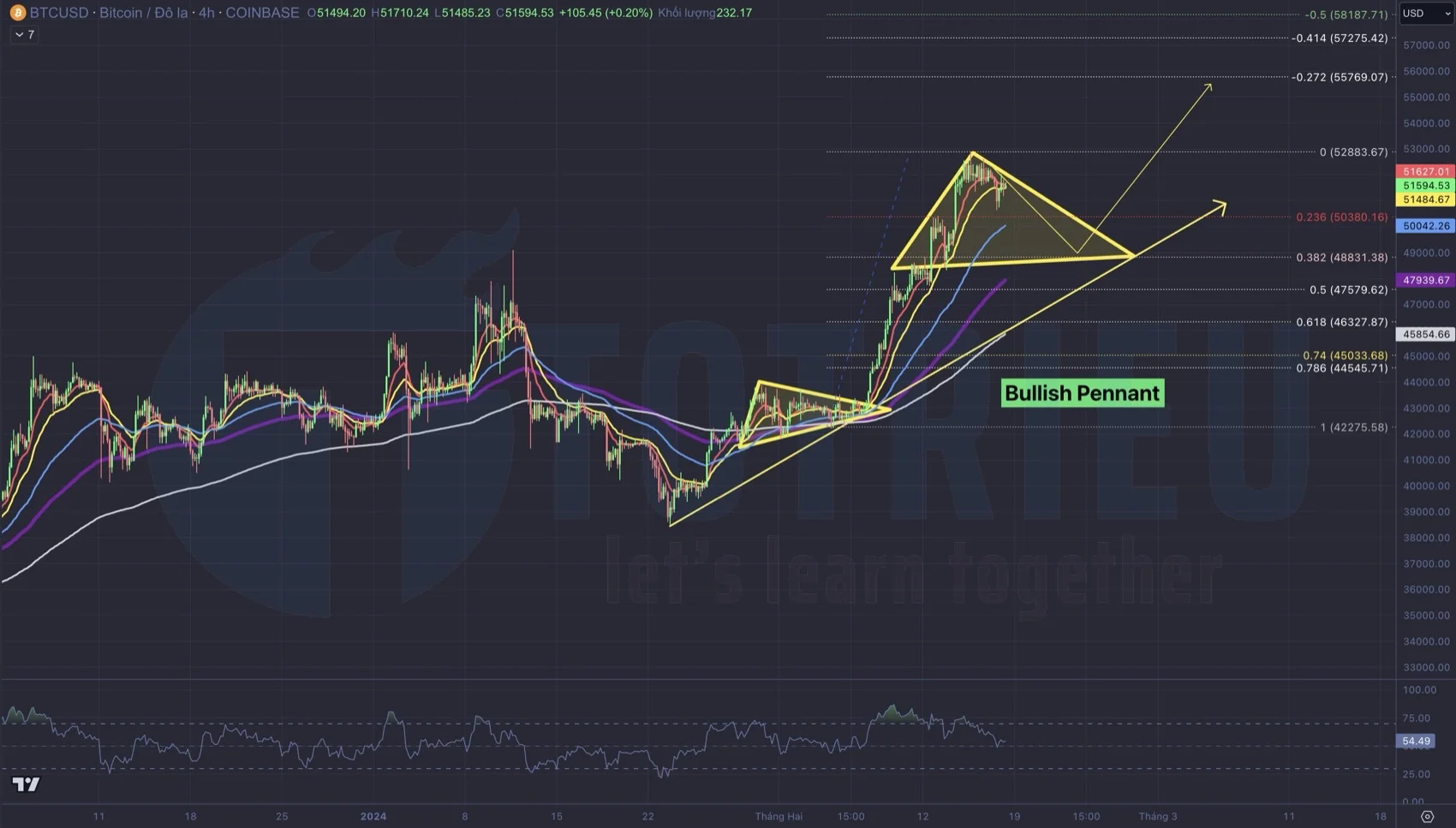 Biểu đồ kỹ thuật tỷ giá Bitcoin - BTC/USD tuần 08-2024