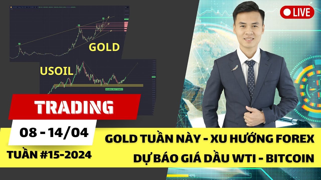 Gold tuần này - Xu hướng Forex - Dự báo Giá dầu WTI - Phân tích Bitcoin tuần 15-2024 (08 - 14/04)