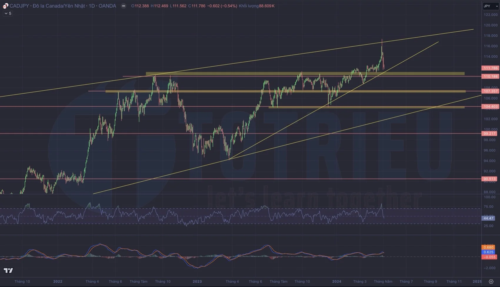 Phân tích Hỗ trợ khung ngày biểu đồ tỷ giá CAD/JPY tuần 19/2024