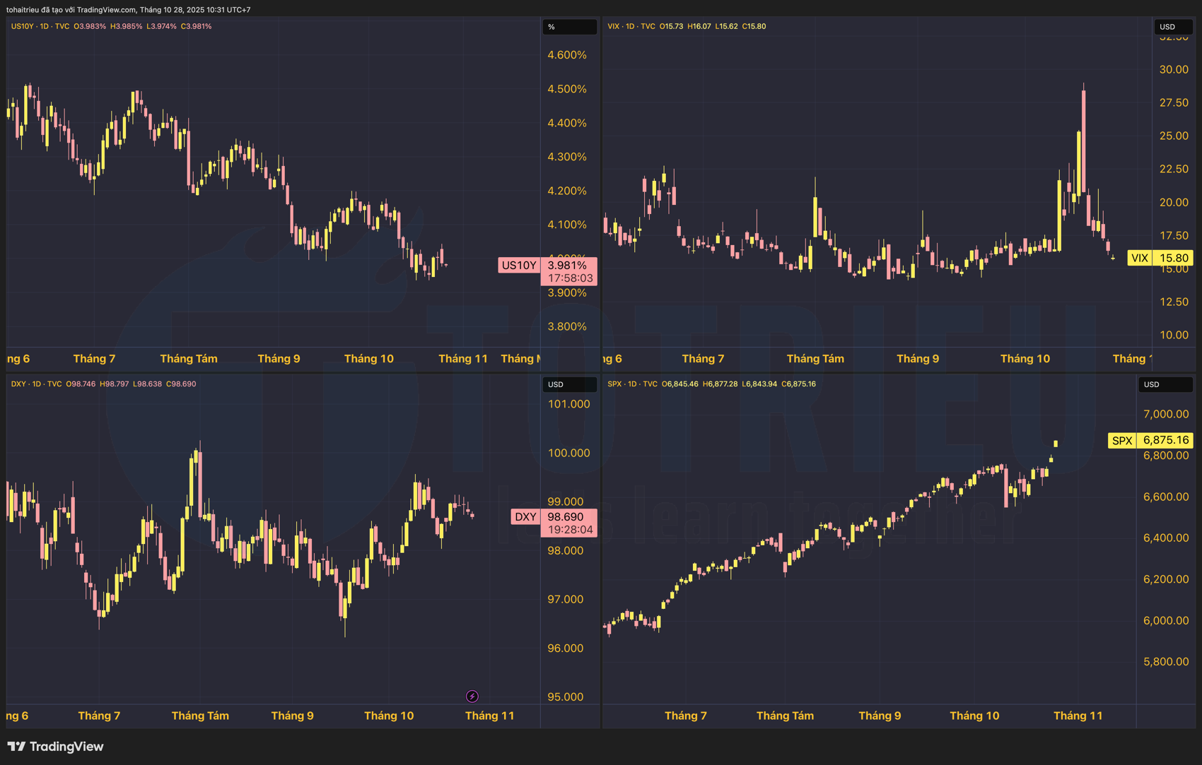 Biến động liên thị trường tuần 44/2025